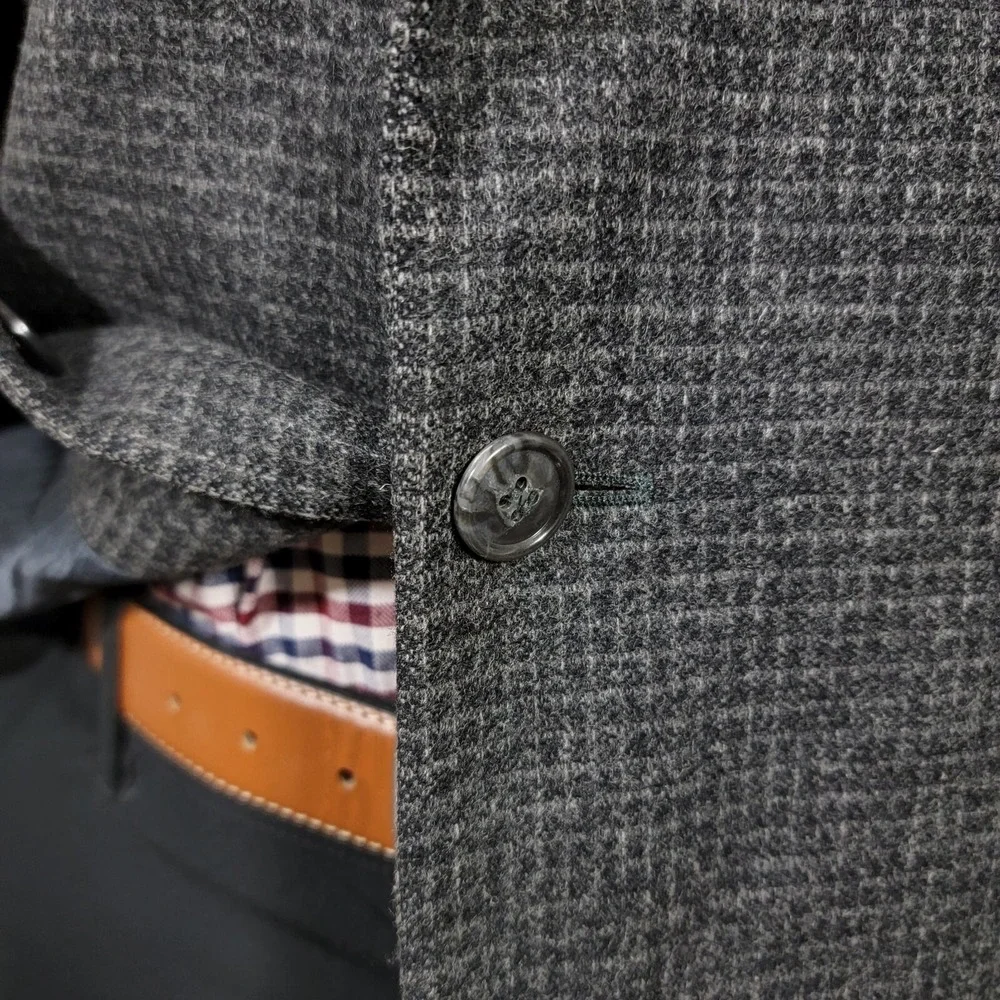 VTG John Weitz Signature Collection‎ Men's Tweed Sport Coat Charcoal Checked 46R
